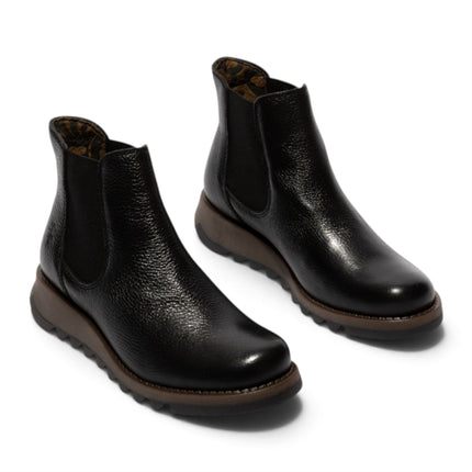 Fly London Womens Black Chelsea Leather Ankle Boots - SALV195