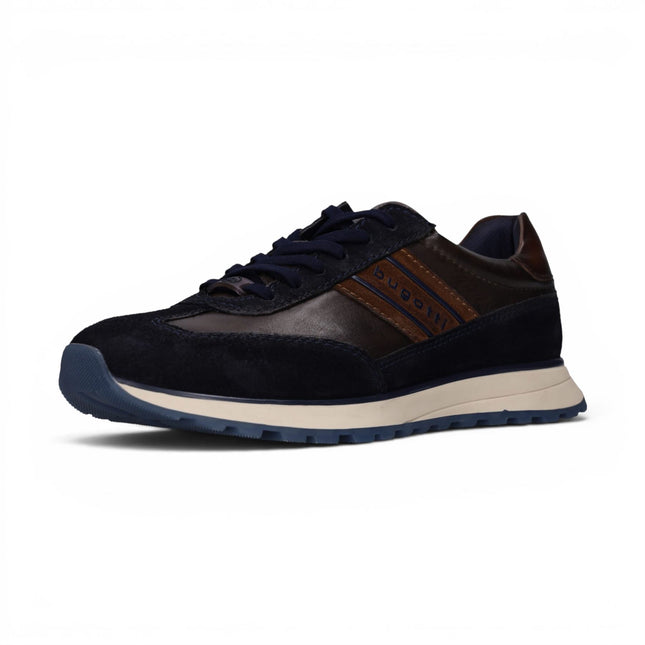 Bugatti Men's Navy Blue Leather Lace-Up Trainer Sneaker Shoes - Timon
