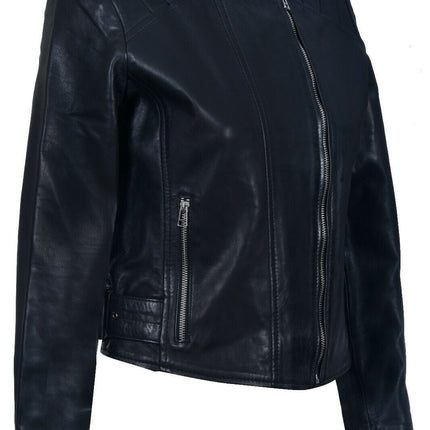 Womens Leather Biker Jacket-Celaya