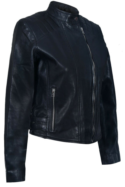 Womens Leather Biker Jacket-Celaya