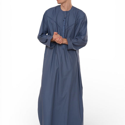 Men's Eid Blue Moroccan Jubba Robe Djellaba Ramadan Eid Thobe - HM11