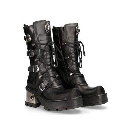 New Rock Women’S Leather Gothic Mid-Calf Boots - 373-S33