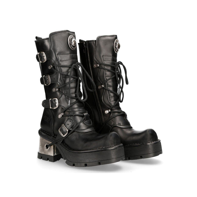 New Rock Women’S Leather Gothic Mid-Calf Boots - 373-S33