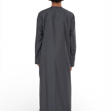 Kids Boys Eid Grey Moroccan Jubba Robe Djellaba Ramadan Eid Thobe - K-HM11