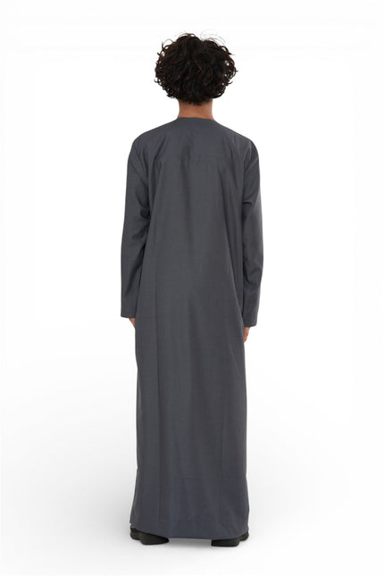 Kids Boys Eid Grey Moroccan Jubba Robe Djellaba Ramadan Eid Thobe - K-HM11