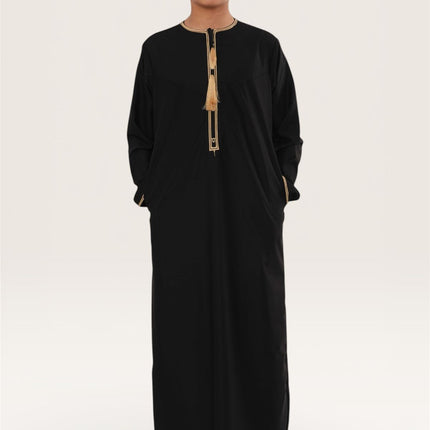 Kids Boys Ramadan Black Moroccan Thobe Robe Emirati Eid Jubba- TT-003