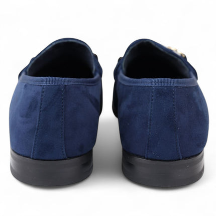 Men's Navy Suede Moccasin Leather Lined Loafers