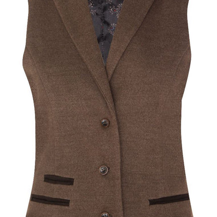 Womens Tweed 1920s Herringbone Light Brown Waistcoat