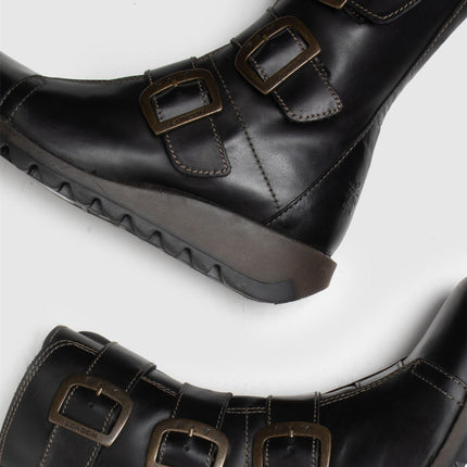 Fly London Womens Black Scop110 Chelsea Leather Ankle Zip Biker Boots