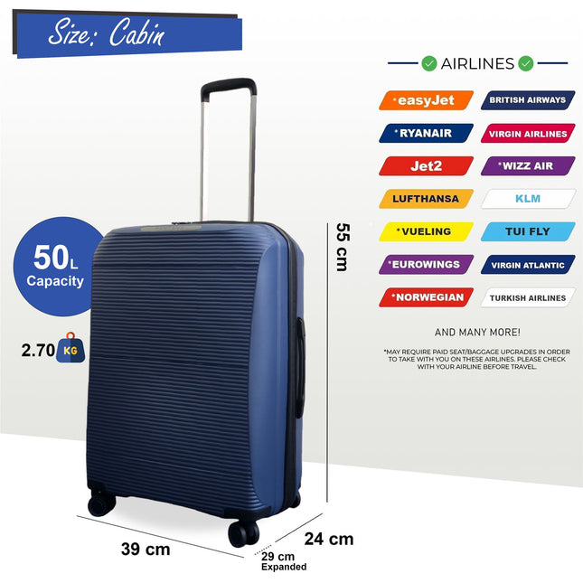 Expandable Hard Shell PP 8 Wheel Luggage Travel Cabin Holiday Bags Suitcase Set