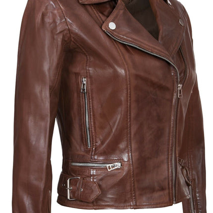 Womens Leather Biker Jacket-Stockholm