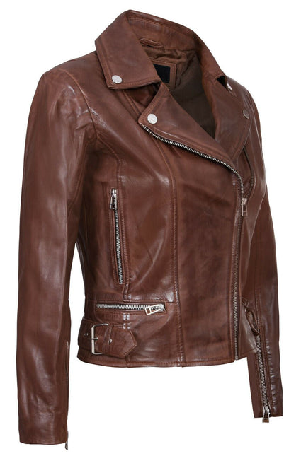 Womens Leather Biker Jacket-Stockholm