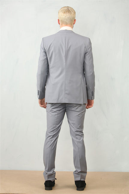 Men's Grey 3 Piece Formal Classic Prom Suit Workwear