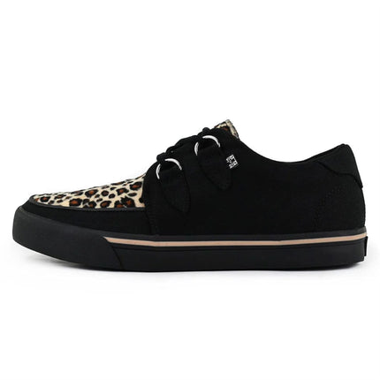 TUK Pointed Creeper Sneaker Black Leopard Canvas Platform Shoes - A9180