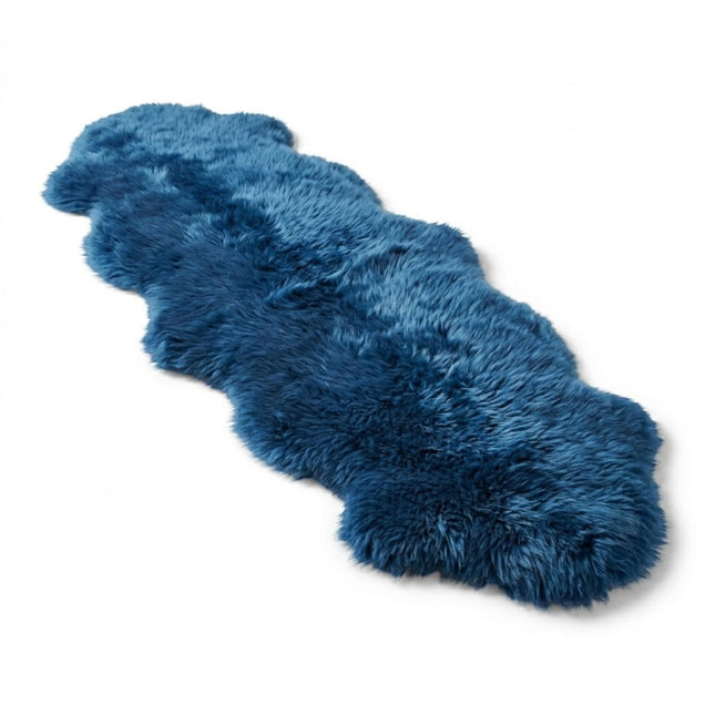 Genuine Sheepskin Diamond Blue Double Natural Fluffy Silky Soft Real Wool Rug