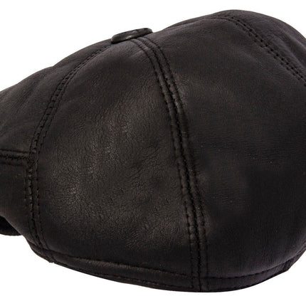 Mens Leather Black Flat Cap Hat Peaky Blinders Winter Beret Newsboy Gatsby Golf