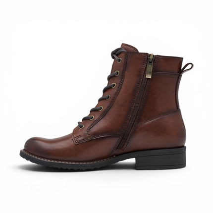 Tamaris Women's Brown Leather Lace-Up Combat Boots - 25224-47