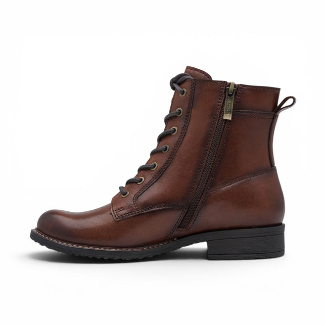 Tamaris Women's Brown Leather Lace-Up Combat Boots - 25224-47