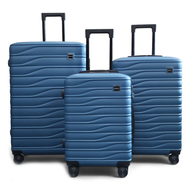 Hardshell Blue Suitcase Set Robust 8 Wheel Luggage Cabin Case Bag