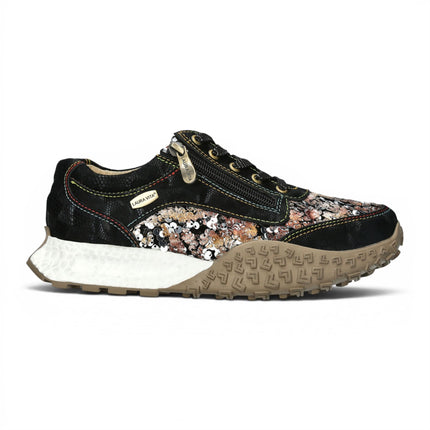 Laura Vita Women's Floral Black Leather Trainer Sneaker Shoes - Evitao-03
