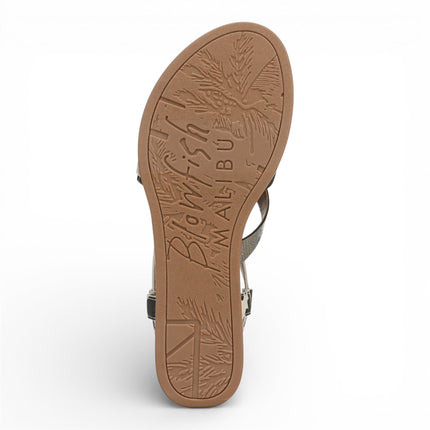 Blowfish Malibu Women's Black White Micro Wedge Strappy Sandals - April