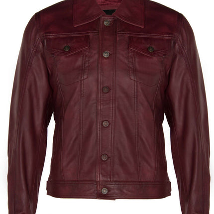 Men’s Retro Leather Trucker Jacket-Constantine