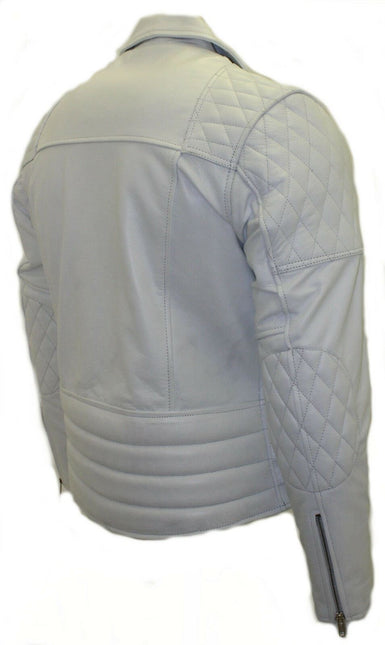 Mens Cowhide Leather Biker Jacket-Nassau