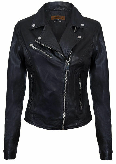 Womens Leather Classic Biker Brando Jacket-Baku