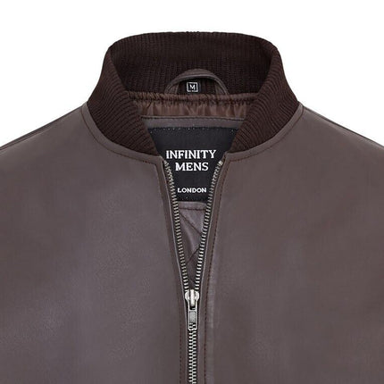 Mens Soft Leather MA-1 Varsity Bomber Jacket
