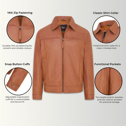 Mens Retro 100% Nappa Leather Harington Biker Jacket