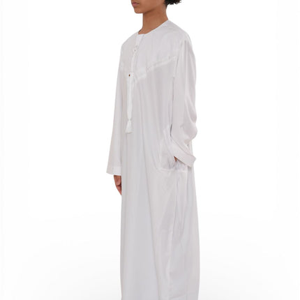 Kids Boys Eid White Moroccan Jubba Robe Djellaba Ramadan Eid Thobe - K-HM11