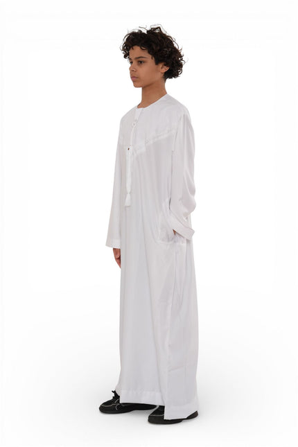 Kids Boys Eid White Moroccan Jubba Robe Djellaba Ramadan Eid Thobe - K-HM11