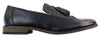 Mens Tasselled Black Leather Tweed Brogue Slip On Loafers