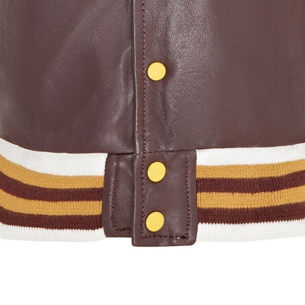 Kids Burgundy Letterman Leather Varsity College Bomber Jacket
