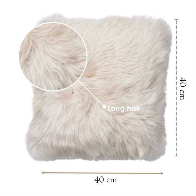 Genuine Sheepskin Beige  40x40cm Real Wool Single Sided Cushion