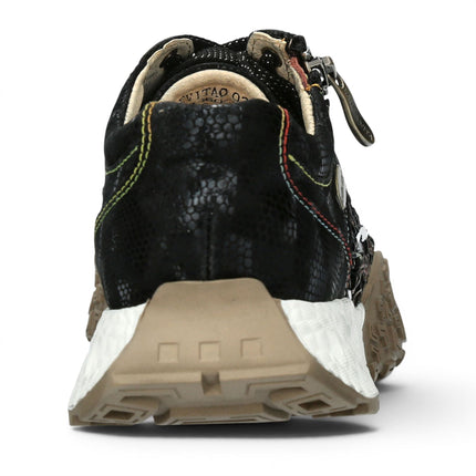 Laura Vita Women's Floral Black Leather Trainer Sneaker Shoes - Evitao-03