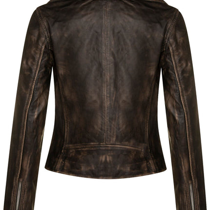 Womens Gothic Biker Leather Jacket with Studs-Bilbao