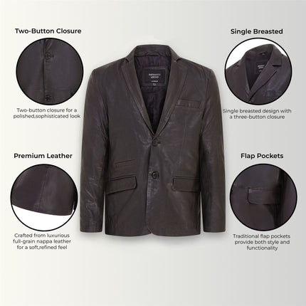Mens Leather Blazer Jacket Soft Real Italian Leather Fitted Vintage Coat
