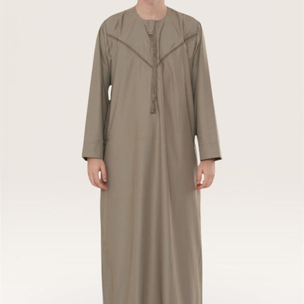 Men's Eid Beige Moroccan Thobe Robe Djellaba Ramadan Eid Jubba- HM10