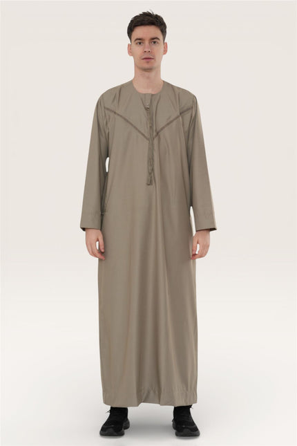 Men's Eid Beige Moroccan Thobe Robe Djellaba Ramadan Eid Jubba- HM10