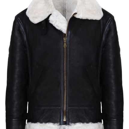 Mens B3 Aviator Real Sheepskin Leather Flying Jacket-Hobart