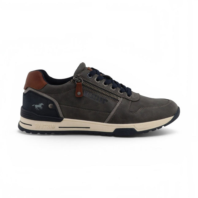 Mustang Men's Grey Faux Leather Trainer Sneaker Shoes - M0281006