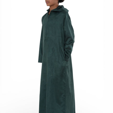 Kids Boys Hooded Eid Green Moroccan Jubba Robe Ramadan Eid Thobe - K-HM12