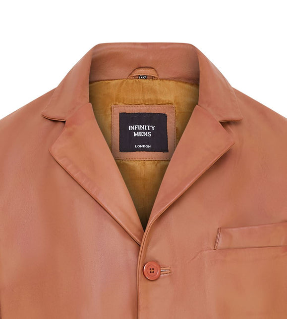 Mens Genuine Leather Blazer Soft Real Italian Tailored Vintage Jacket Coat