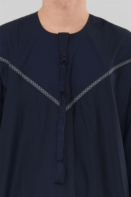 Men's Eid Navy Blue Moroccan Thobe Robe Djellaba Ramadan Eid Jubba- HM10
