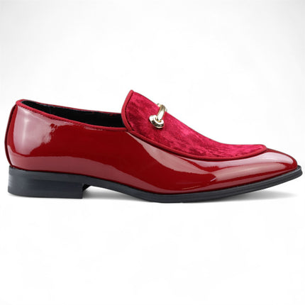 Men’s Smart Red Loafers Leather Lined Velvet Slip-On Shoes