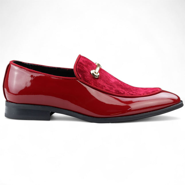 Men’s Smart Red Loafers Leather Lined Velvet Slip-On Shoes