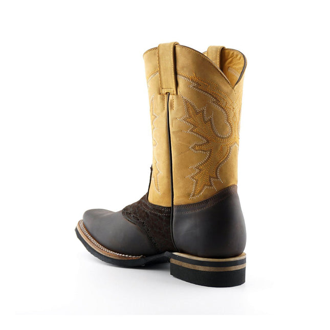 Grinders Tan Leather Cowboy Chelsea Boots - Frontier