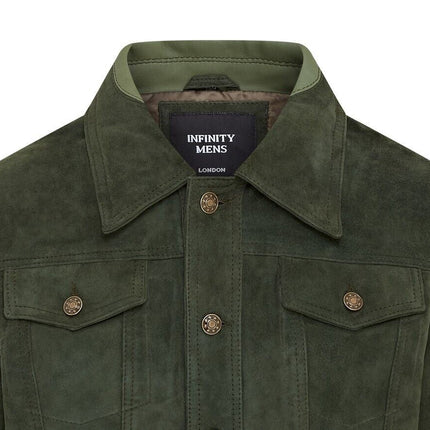 Mens Trucker Goat Suede Western Leather Jeans Jacket - Yangon