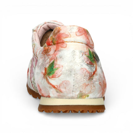 Laura Vita Women's Tivanao-05 Rose Pink Floral Leather Trainers Zip Sneaker Shoes